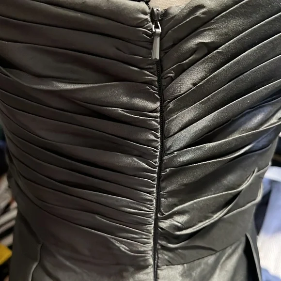 MONIQUE LHUILLIER Bridesmaids One Shoulder Pleated Slate Color A Line Dress - Picture 11 of 11